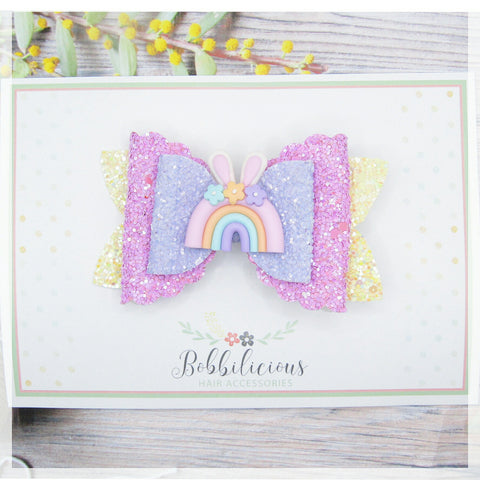 Bunny Ear Rainbow Hair Bow