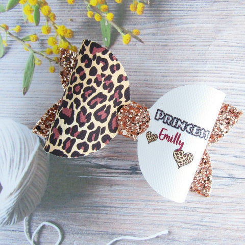 Personalised Leopard Hairbow Bobbilicioushairaccessories 