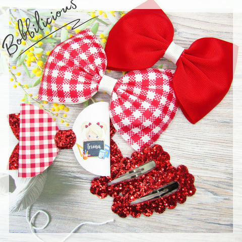 Back to school hair bow bundle (All colours available ) Bobbilicioushairaccessories , school hair bow pack, school accessories bundle, personalised hairbows, red hairbows, 